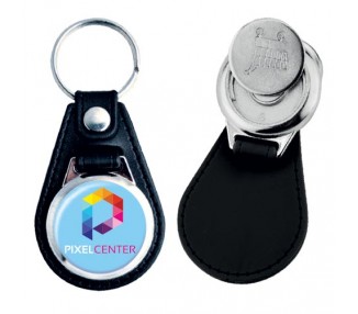 Porte-clés avec jeton de caddie personnalisé avec votre logo. Métal.